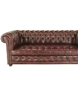 Pohovka trojmiestna Chesterfield Manchester z pravej hovädzej kože New Red
