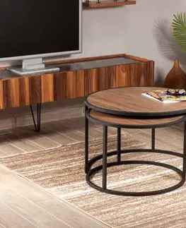 Sada odkladacích stolíkov (2 kusy) Tambur - Walnut