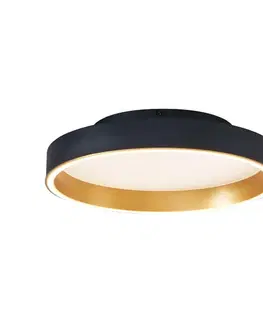 Dizajnové stropné svietidlo čierne so zlatou 40 cm vrátane LED 3-stupňový vypínač - Ingo