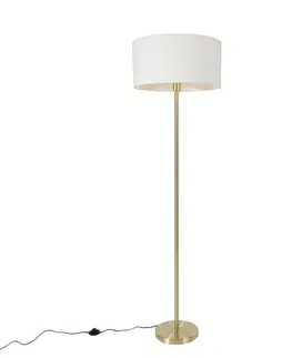 Stojaca lampa mosadz s bielym tienidlom 50 cm - Simplo