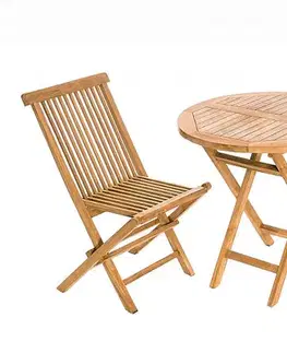 DEOKORK Záhradný skládací stôl IVORY ⌀ 80 cm (teak)