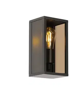 Vonkajšia nástenná lampa čierna s dymovým sklom 26 cm IP44 - Charlois