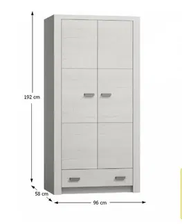 KONDELA Infinity 1 2D šatníková skriňa jaseň biely