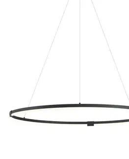 Dizajnové závesné svietidlo čierne 120 cm vrátane LED 3-krokového stmievania - Anello