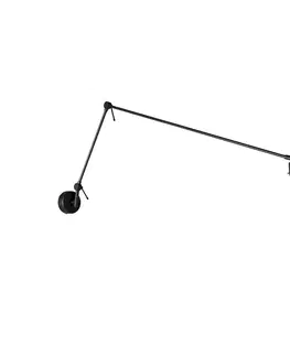 Moderná nástenná lampa čierna nastaviteľná - Blitz
