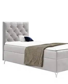 KONDELA Guliette 90 boxspringová posteľ svetlosivá (Velvet)