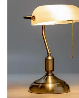 BRILAGI - Stolná lampa BANK OFFICE 1xE27/60W/230V mosadz/biela L352-BI/MOS