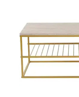 Konferenčný stolík Asude - Gold, Travertine