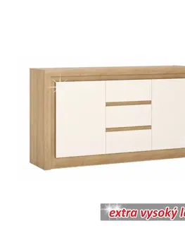 KONDELA Leonardo LYOK 1 dvojdverová komoda s osvetlením dub riviera / biela