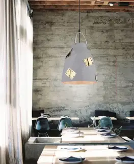 Závesná stropná lampa 1X60W E27 sivá + zlatá PATCH