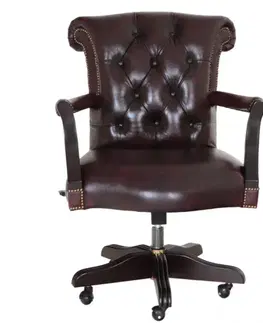 Kancelárska stolička Chesterfield Court z pravej hovädzej kože New Red