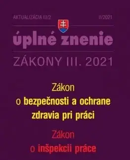 Zákony 2021 III aktualizácia III 2 - Bezpečnosť a ochrana zdravia pri práci a inšpekcia práce