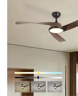 ZE - LED stropný látor AERYS LED/24W/230V Wi-Fi Tuya čierna/orech + diaľkové ovládanie ZEV044