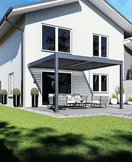DEOKORK Záhradná hliníková pergola do stien 4x4 m (antracit)