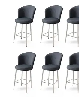 Bar Stool Set (6 Pieces) Fora - Anthracite, Chrome