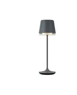Stolná lampa tmavosivá vrátane LED IP65 nabíjateľná s nabíjacou stanicou - Bass