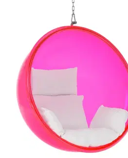 KONDELA Bubble Typ 1 závesné hojdacie kreslo ružová / biela / strieborná