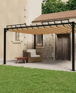 Pergola s lamelovou strechou 3 x 4 m hliník / látka Dekorhome