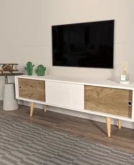 TV stolík Ecrin - White, Walnut