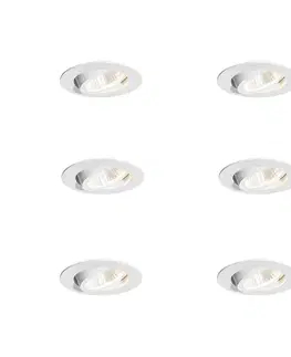 Sada 6 zapustených bodových svetiel biela 6,8 cm vrátane LED 545 lm stmievateľné IP65 - Gaius