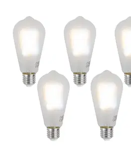 Sada 5 ks Inteligentné stmievateľné LED žiarovky E27 ST64 matné 7W 806 lm 2700-6500K