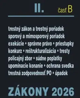 Zákony II.B / 2026 - Trestné právo, súdne spory a exekúcie
