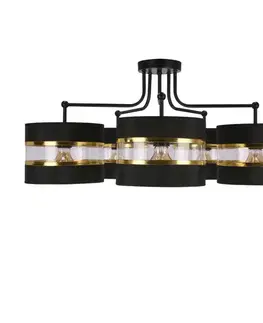 Závesná lampa Andy čierna, tienidlo E27, čierne+zlaté