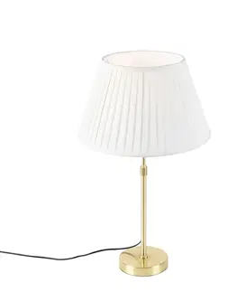 Stolná lampa zlatá/mosadzná so skladaným tienidlom krémovým 35 cm - Parte