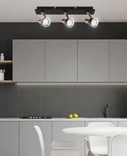 Nástenná svietiaca páska 3X50W GU10 čierna/medená MARKUS