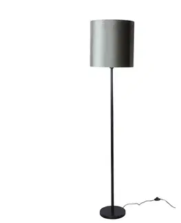 Stojacia lampa čierna so zeleným zamatovým tienidlom 40 cm - Simplo