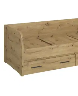 KONDELA Airon 2S 90 jednolôžková posteľ s úložným priestorom dub artisan
