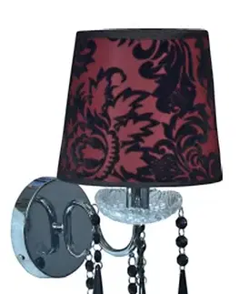 Chrómová nástenná lampa, zamatové tienidlo, 1x40W E14 Astor