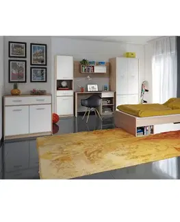 KONDELA Teyo 1S/90 posteľový rám s úložným priestorom dub sonoma / biela