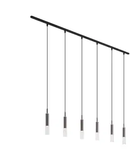 Moderný koľajnicový systém čierny so 6 závesnými svietidlami tmavý bronz 1-fázový - Slimline Loyce