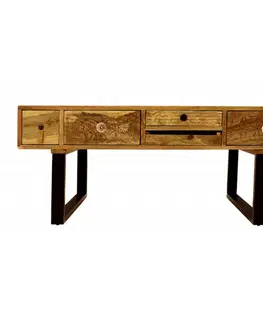 Konferenčný stolík Manu s kovovými nohami 110x45x60 indický masív mango