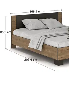 NABBI Verify LB-160 manželská posteľ s roštom 160x200 cm dub april / wenge