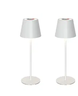 Sada 2 stolových lamp bielych so stmievačom a dobíjacími RGBW - Murdock