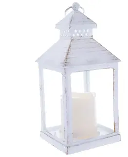 Lampáš s LED sviečkou Vintage, 10 x 20 x 10 cm, teplá biela, plast