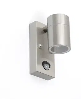 Vonkajšia nástenná lampa oceľ IP44 s pohybovým senzorom - Solo