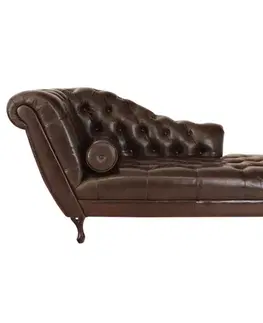 Leňoška Chesterfield Delano z pravej hovädzej kože Brown