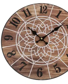 Nástenné hodiny Mandala 34 cm, natural