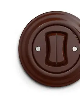lap - Retro sériový vypínač s rámčekom č. 5 v hnedej farbe KA0034+KA0029