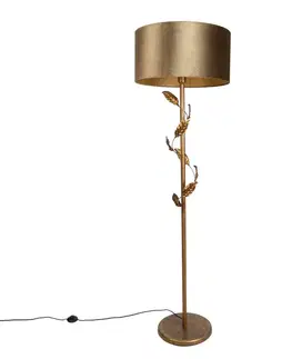 Stojacia lampa zlatá s bronzovým tienidlom a zlatým interiérom 50cm - Linden