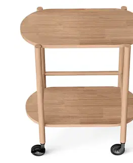 Barový vozík z masívneho dreva s 2 úrovňami