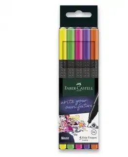 Fineliner Faber-Castell Grip Neon 5 ks