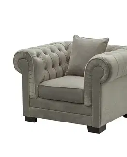 Dekoria Kreslo Chesterfield Classic Velvet Dark Grey 118 x 96 x 77 cm, 118 x 96 x 77 cm