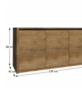 KONDELA Montana K3D trojdverová komoda dub lefkas tmavý