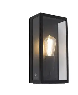 Priemyselná vonkajšia nástenná lampa čierna IP44 so sklom - Rotterdam