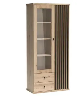 KONDELA Koli C-2 vitrína dub artisan / čierna