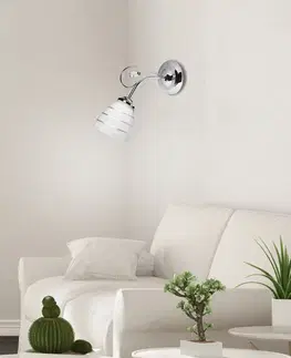 Chrómová nástenná lampa s krištáľovo bielym tienidlom Simpli